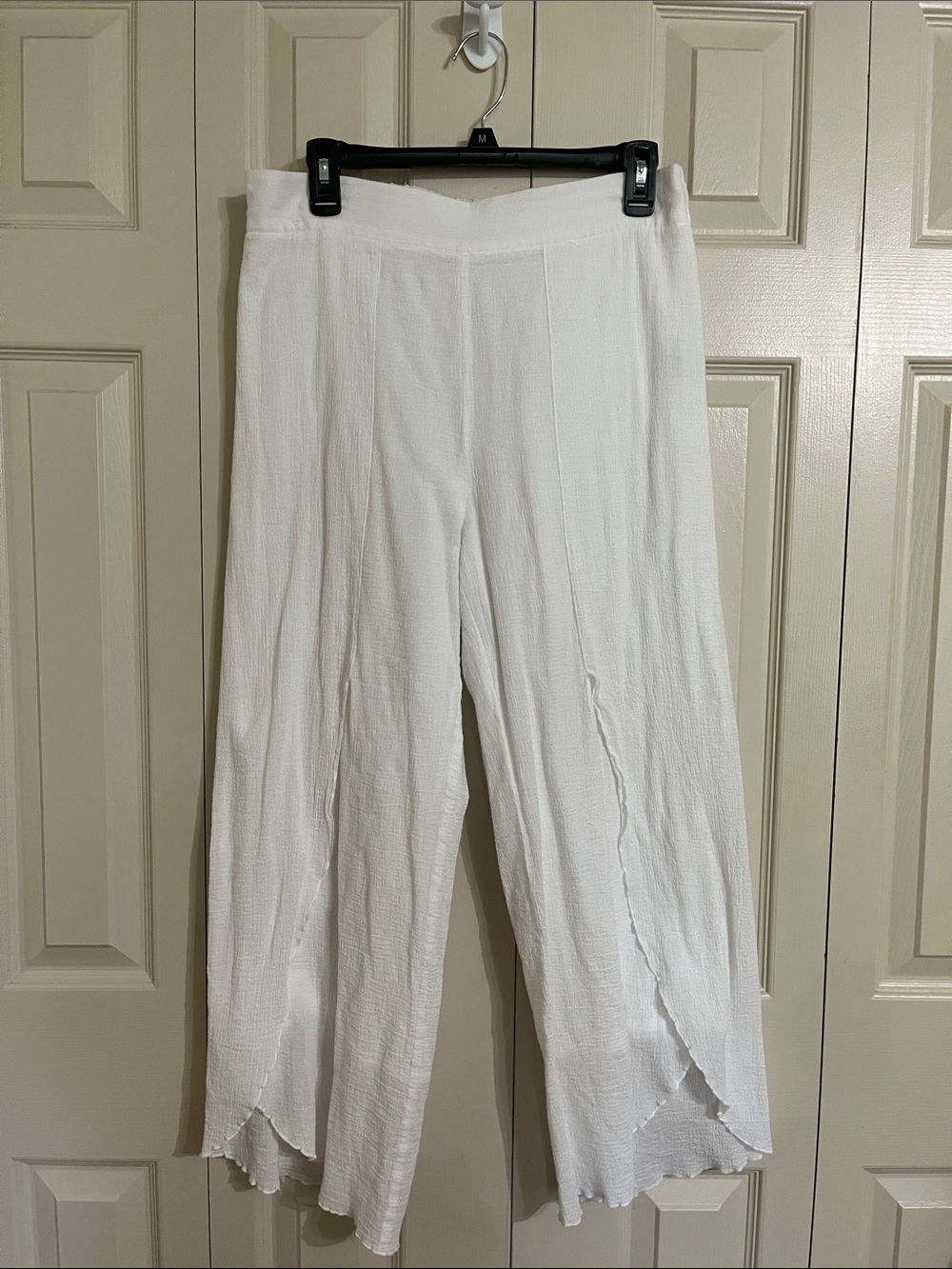 Soft Surroundings White Wide-Leg Cropped Pants